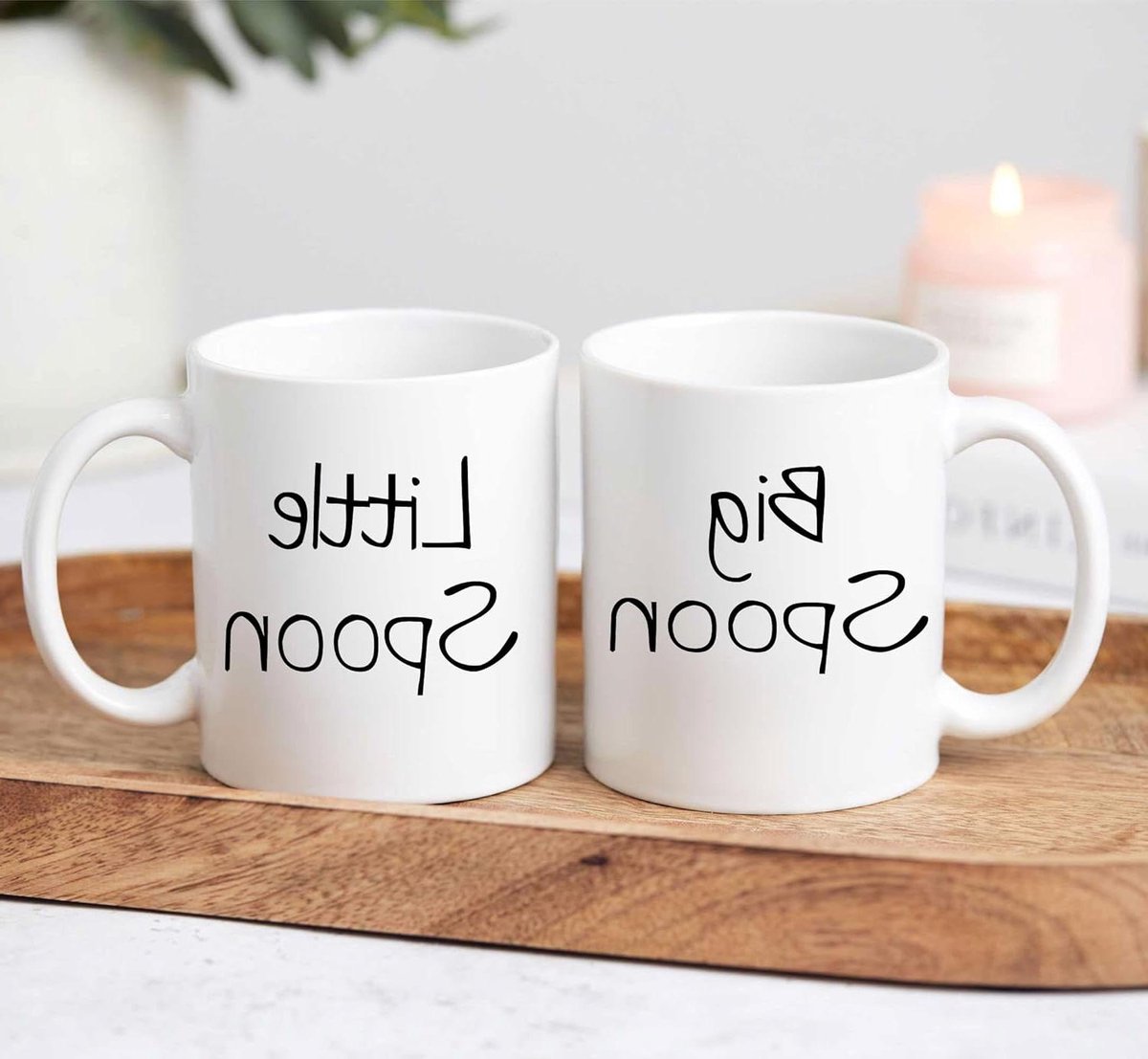 Kop met Lepel Set - Theekop Mok - Cadeau Geven - Uniek Nieuwigheid Design - 11 Ounces - Wit