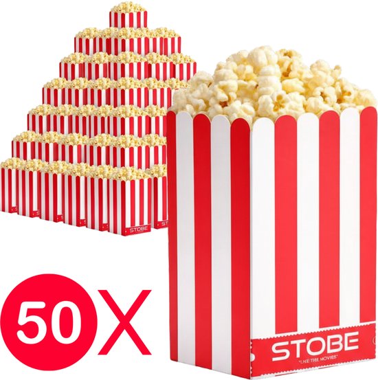 STOBE - Popcorn bakjes - Stevige popcorn uitdeel zakjes - filmavond - thuisbioscoop - kinderfeest - Popcorn maker- popcorn bakjes91*46*153mm — afbeelding 2