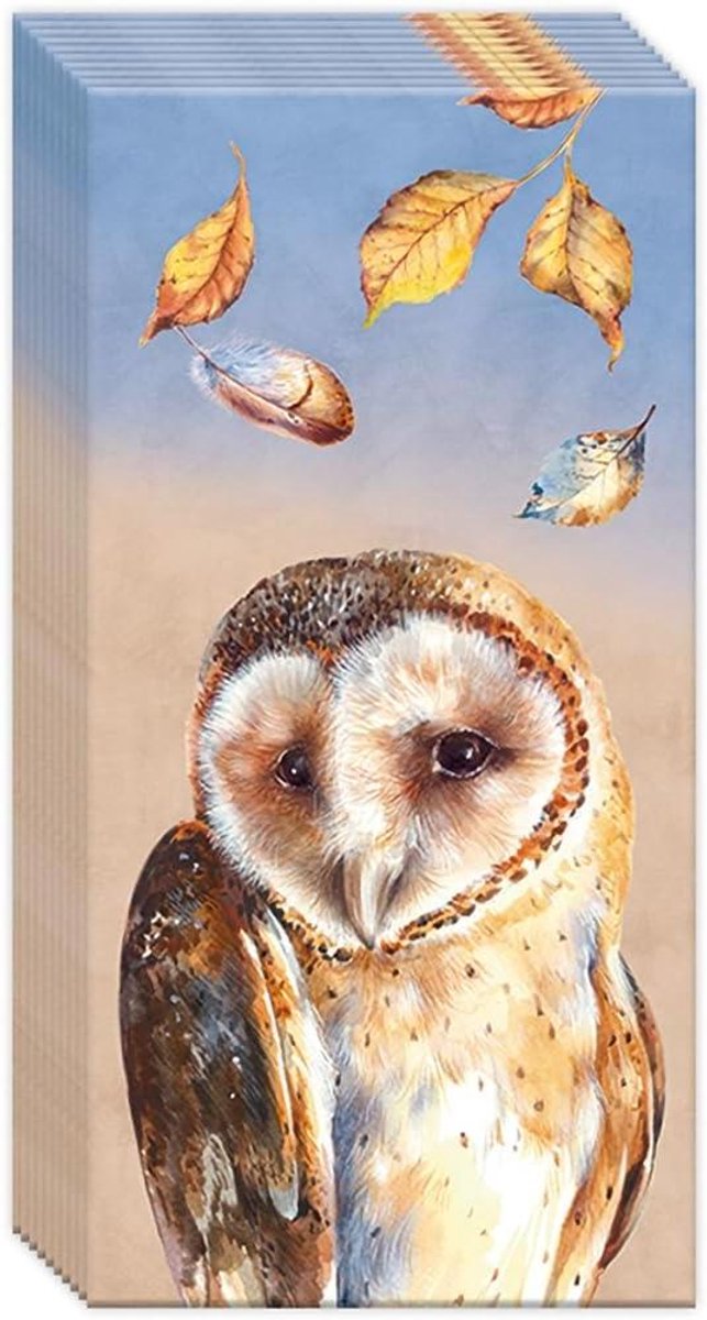 Papieren zakdoeken - Zakdoekjes - Servettechniek - Schattig uilmotief - 21 x 21 cm - Meerkleurig