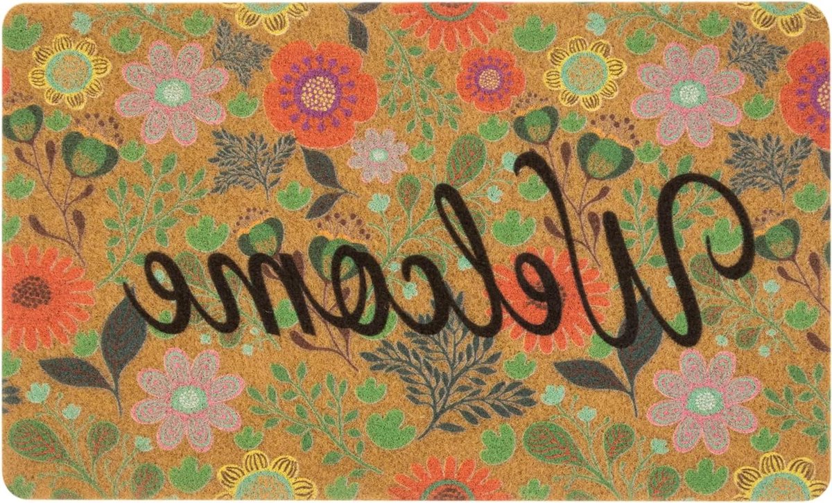 Welkom Deurmat - Bloemenmat Buiten - Voordeur Decoratie - Antislip Rubber Onderkant - 43x7