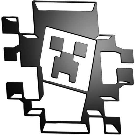 Décoration murale 3D style Minecraft - Impression - Objets muraux - Décoration murale pour gamer - Imprimé 3D - Noir - Chambre d'enfant - Décoration de salle de jeux