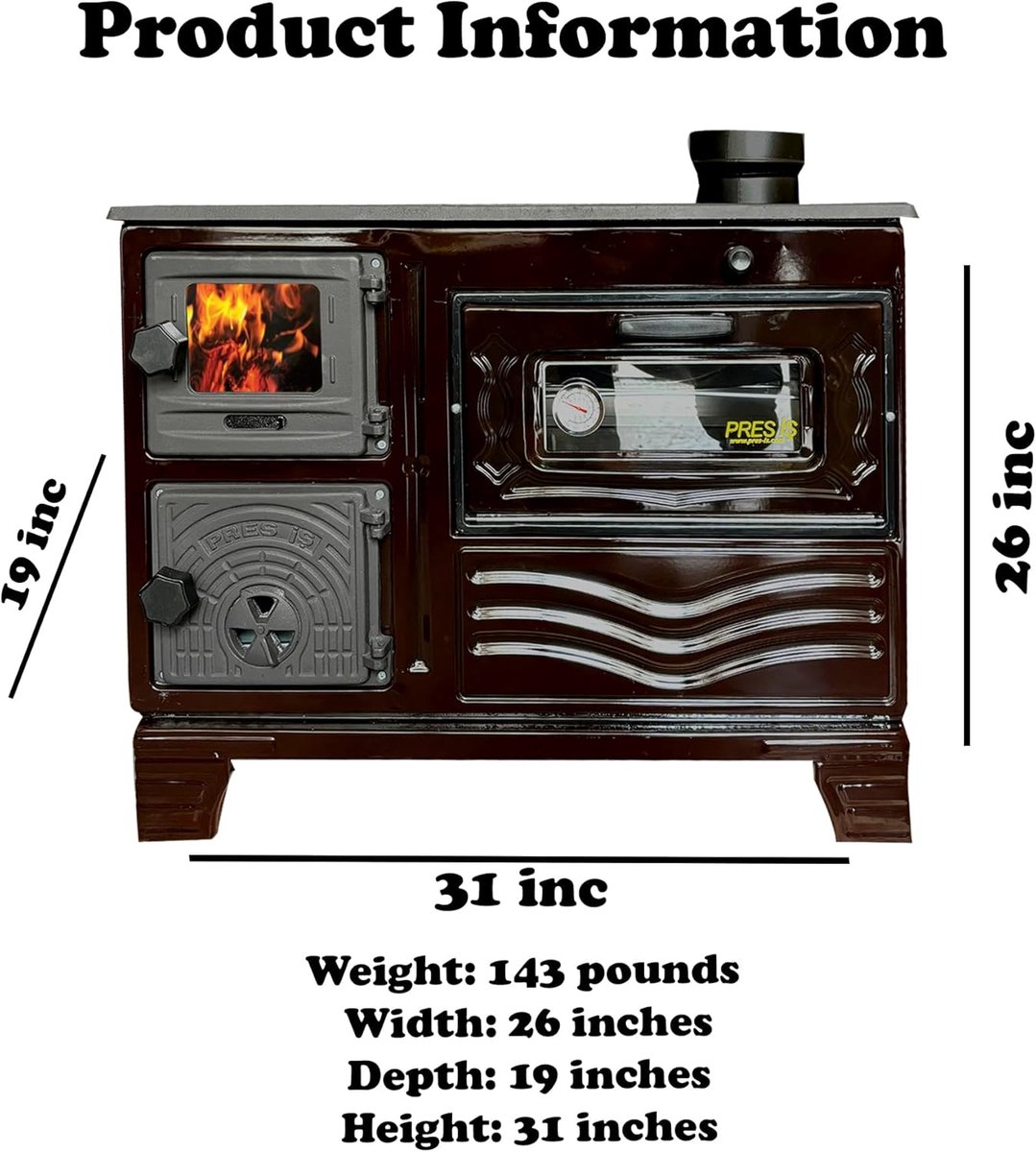 Gas Terrashaard -Wood Stove Pipe Set | Bellavero Gietijzeren Kachelpijp Set 3 Rechte + 1 Hoekbuis | Duurzaam en Hittebestendig voor Hout- & Kolenstoven | Village House, Cabin & Outdoor Verwarming Accessoire | Bruin
