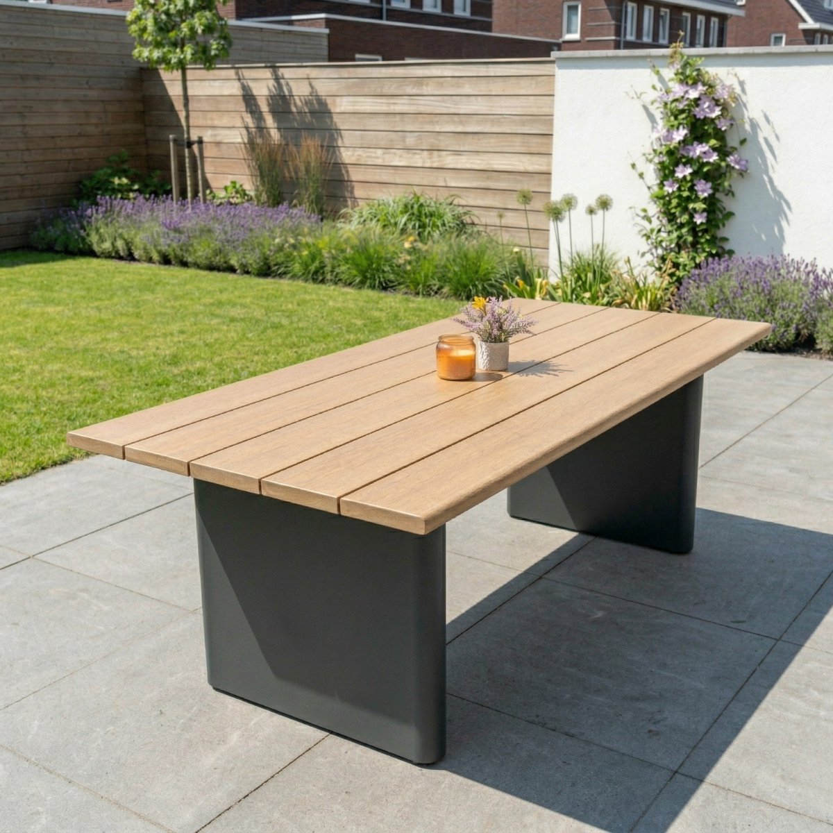 Tuintafel Riviera XL 240cm Antraciet en Hout Aluminium Dining Eettafel