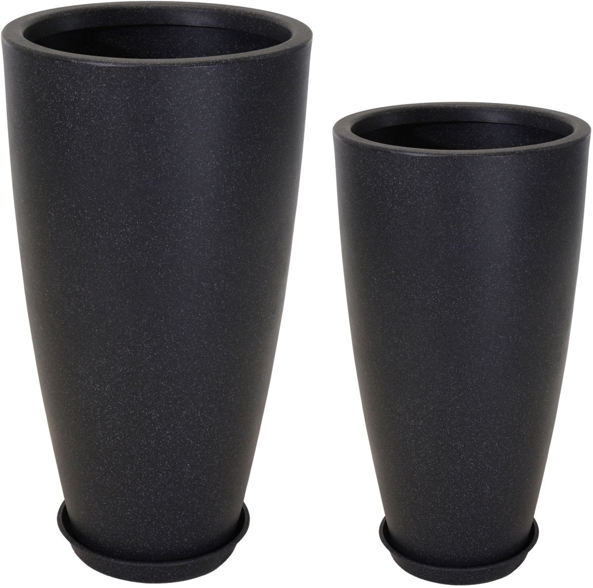 In & Out Deco Vaas set van 2 stuks - hoog 80 en 90 cm - antraciet - met schotel