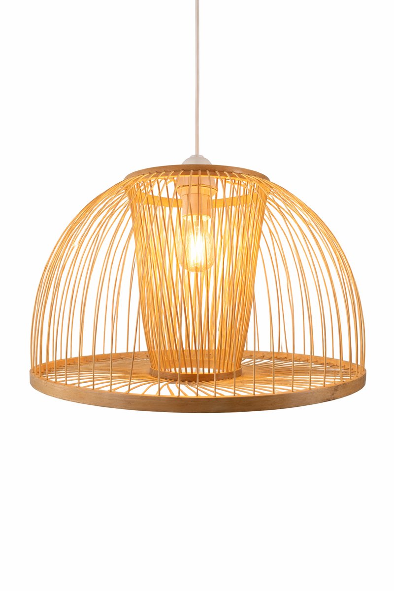 Bamboe Hanglamp Ø40 cm – Mekong Lotus Shade – Naturel – Handgemaakt – E27 – Incl. snoer – Japandi / Boho lamp