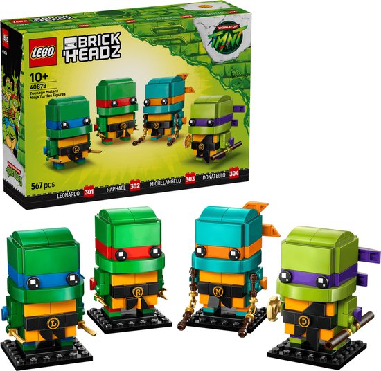 LEGO BrickHeadz 40878 Teenage Mutant Ninja Turtles Figuren Bouwset 4 TMNT Figuren met Wapens en Pizza
