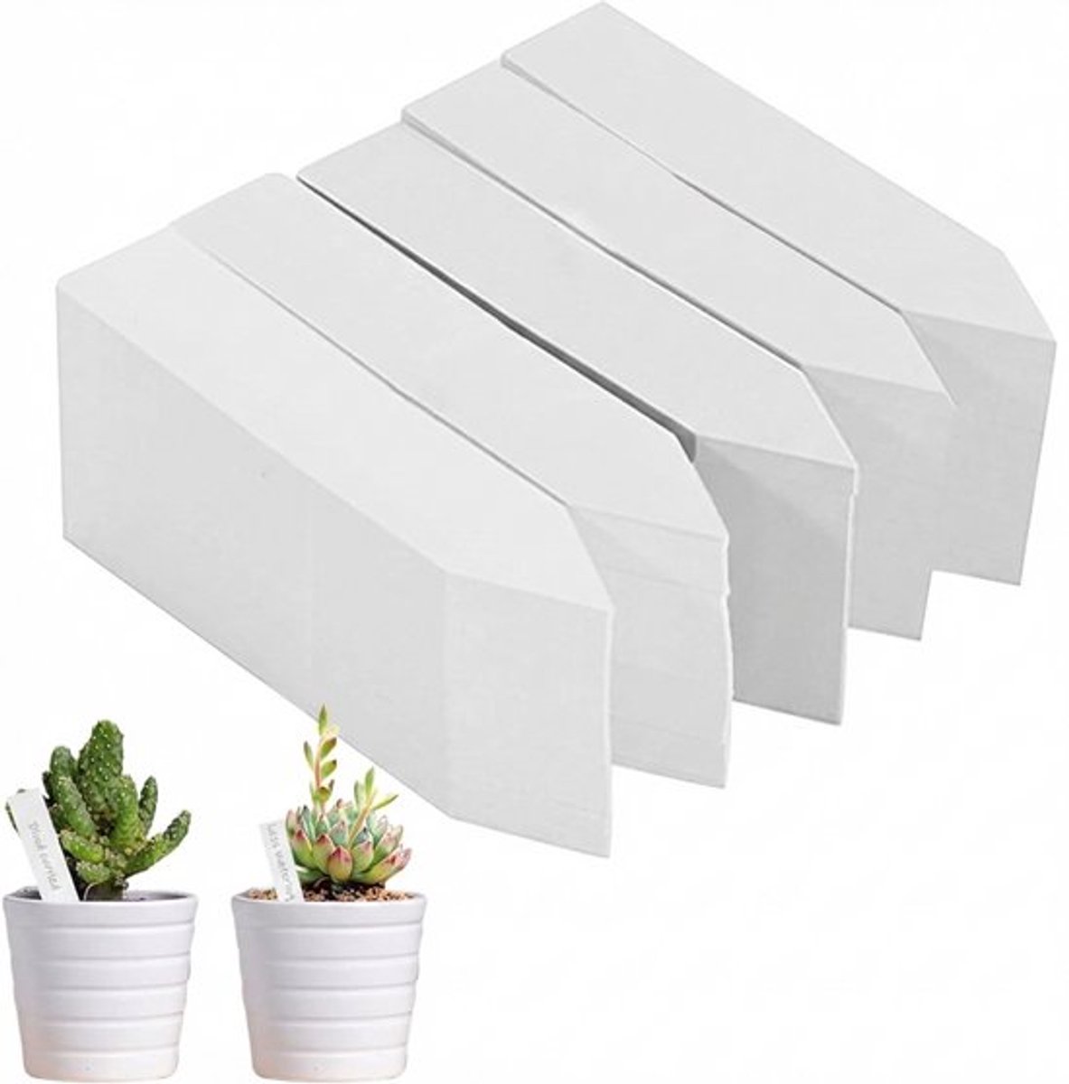 Plantenlabels Wit - 100 Stuks - Kunststof Steeketiketten - Watervast & UV Bestendig - Schrijfbaar - 10 x 2 cm - Voor Moestuin & Bloempotten