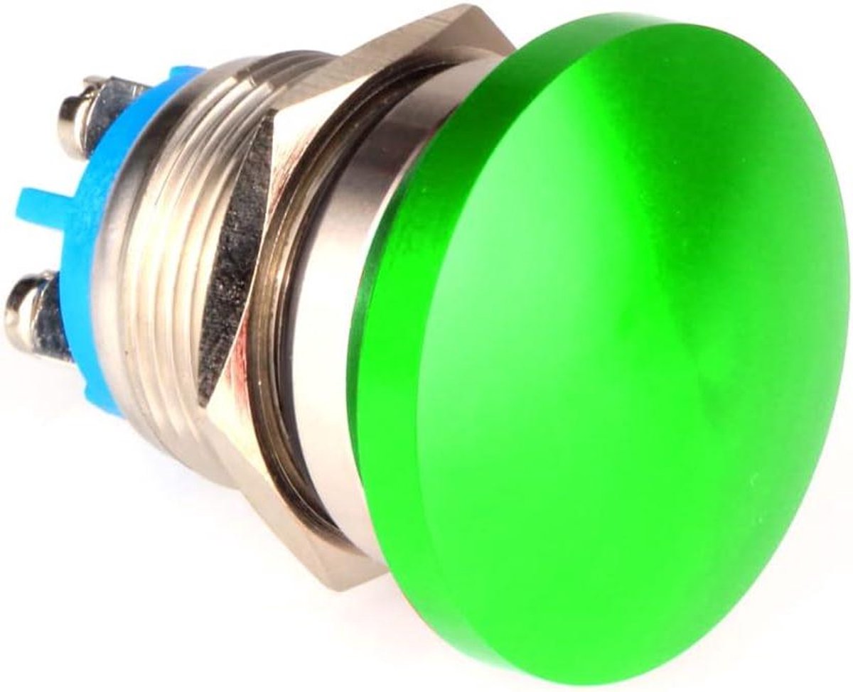 Drukknop Metaal Groen - Startknop Schakelaar - Schakelen Circuits - IP66 Waterdicht - 19mm - Groen