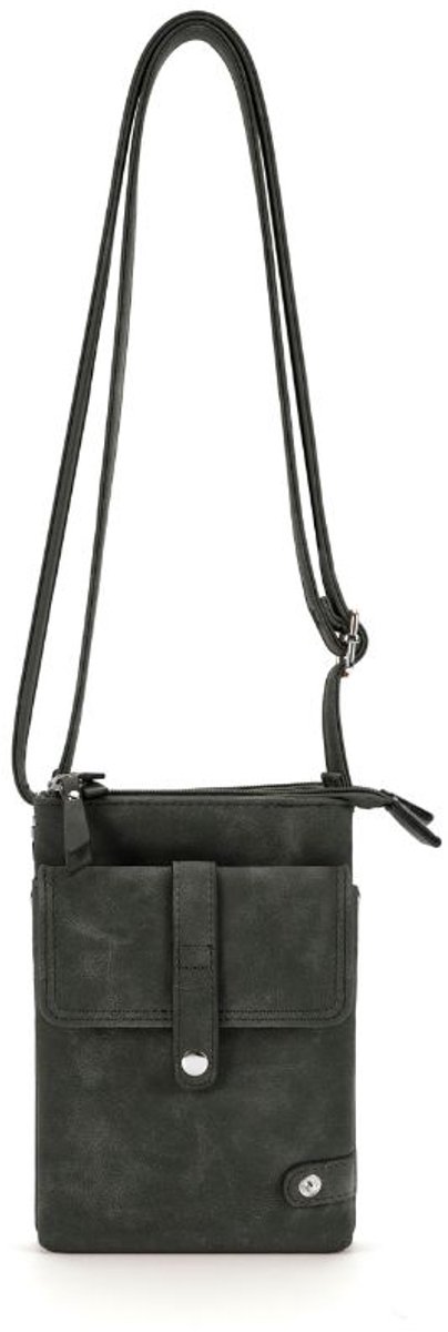 Kleine Schoudertas Dames Zwart - Trendy Dames Schoudertas Plat - 4 Vakken - 2 Verstelbare Banden
