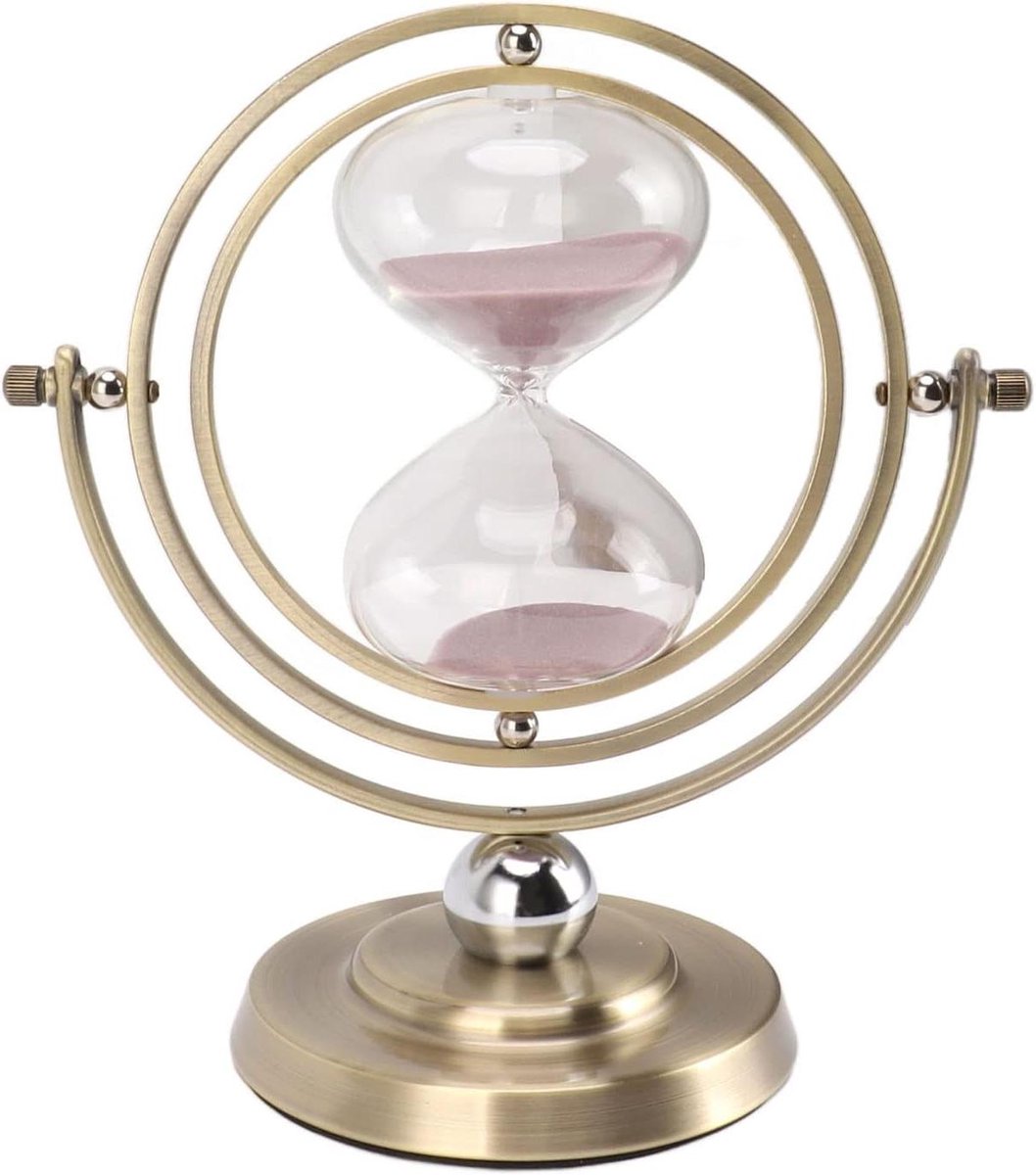 Globe Zandloper Timer - Decoratief Zanduurwerk - Tijdsmeting Decoratie - Uniek Globe Ontwerp - 24x12.5x12.5cm - Glas