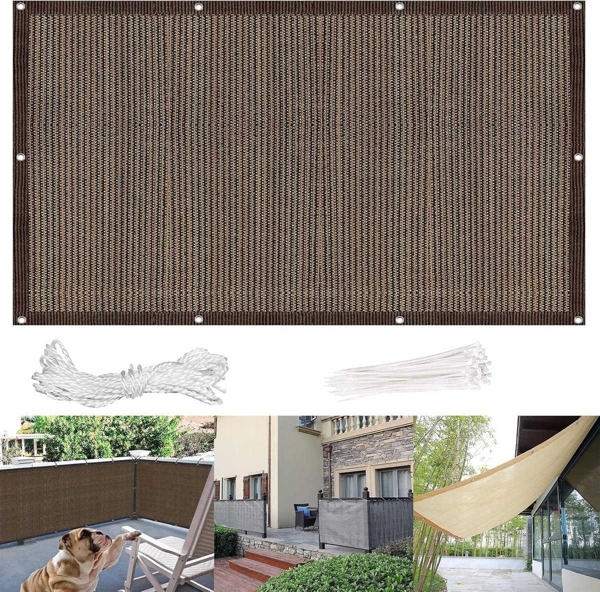 Privacyscherm Tuin - Balkonafscheiding Gaas - Zon en Wind - UV-bestendig Ademend - 70x600