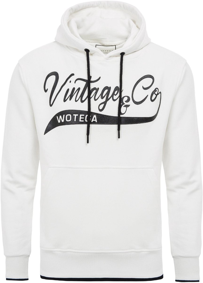 WOTEGA Heren Hoodie WT Star – Regular Fit – Katoenmix – Wit – Tunnelkoord & Kangoeroezak