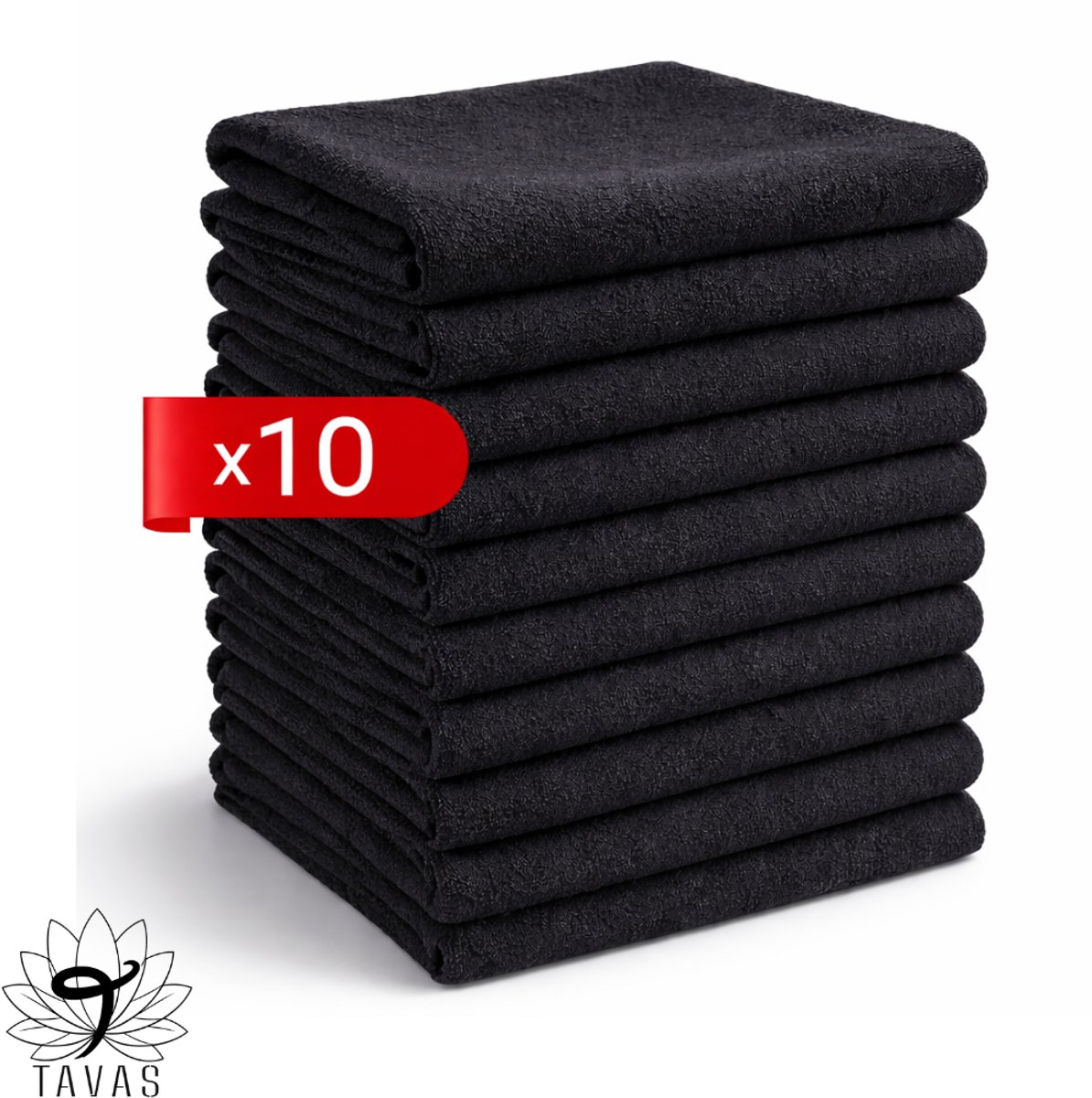 Tavas Harmonie Gastendoekjes 30x50 cm Zwart Set van 10 100% Katoen Gastenhanddoek Rechthoek Handdoek Keuken Hotelkwaliteit Gastendoek