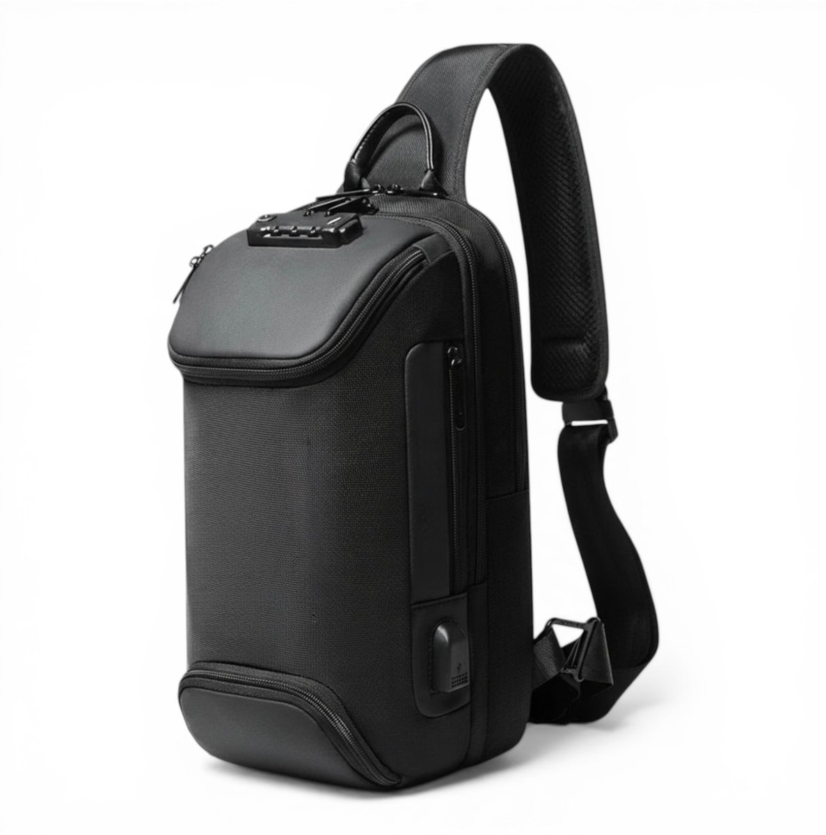 Crossbody - Sport Rugzak met Anti-Diefstal Slot - Slingbag - Zwart