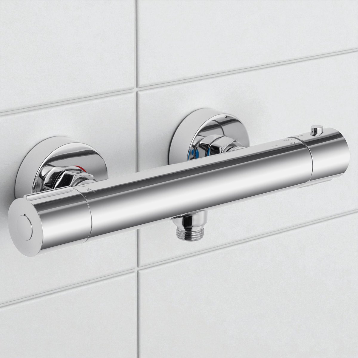 Auralum max Thermostatische Douchekraan - Hartafstand 150 mm - CoolTouch - Incl. koppelingen - Chroom