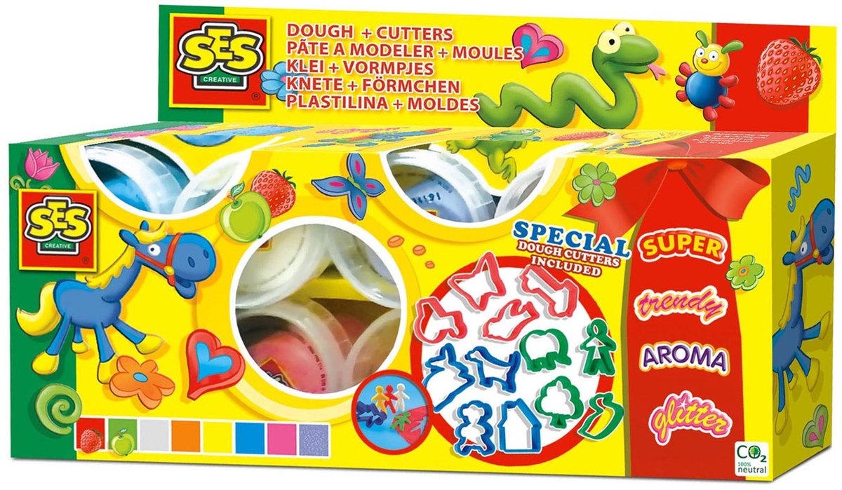 SES Creative - Klei Mania - Mega Set met Kleivormen (8x90g) - Vegan en Glutenvrij - Herbruikbaar - Uitwasbaar - Vanaf 2 jaar — afbeelding 3