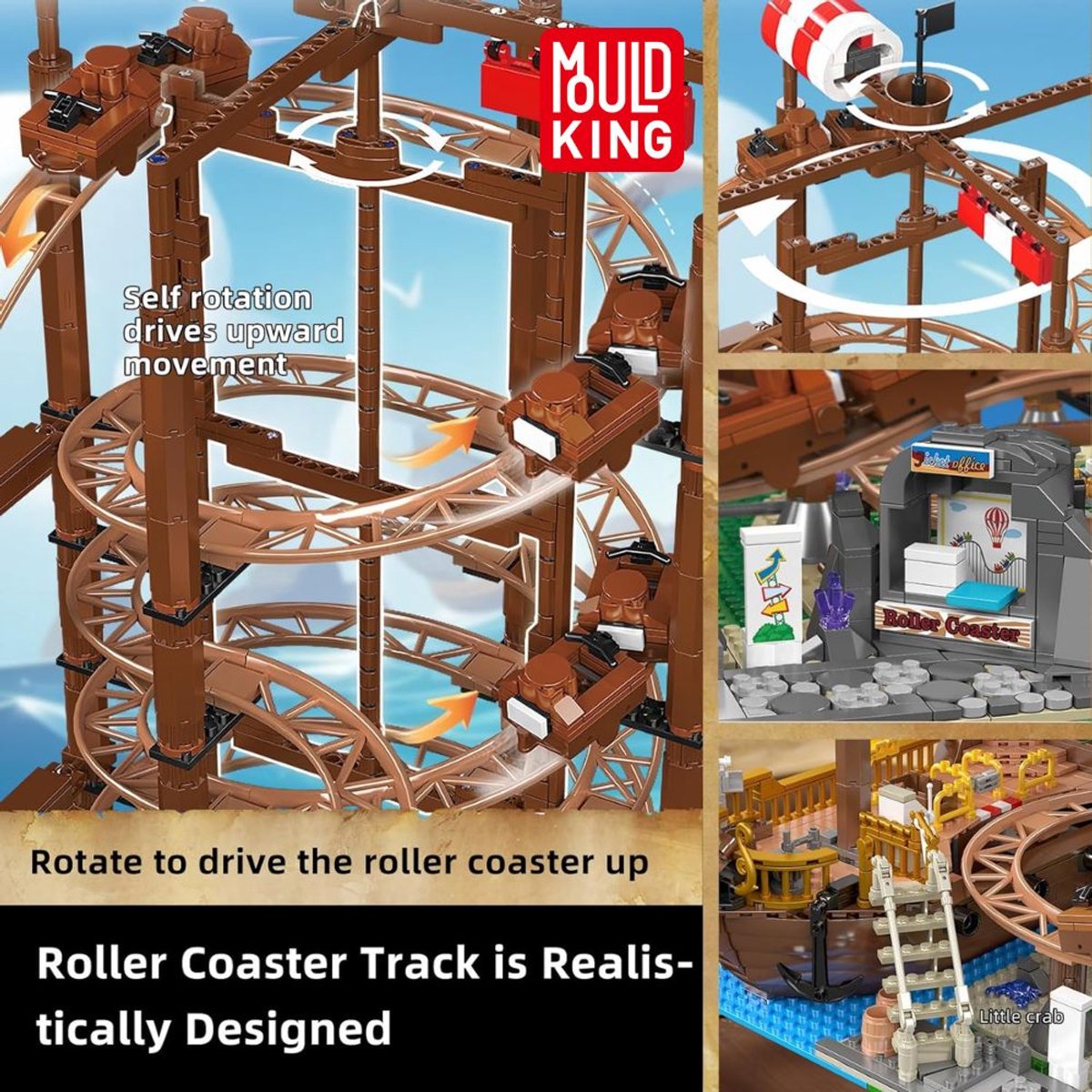 Mould King 11013 Double Helix achtbaan bouwset | Kermis architecture ideas modelbouw | Technische creator classic speelgoed bouwpakketten voor volwassenen & kinderen | Expert icons muziekdoos | Motor niet geschikt voor Lego technic | 2174 bouwstenen — afbeelding 3