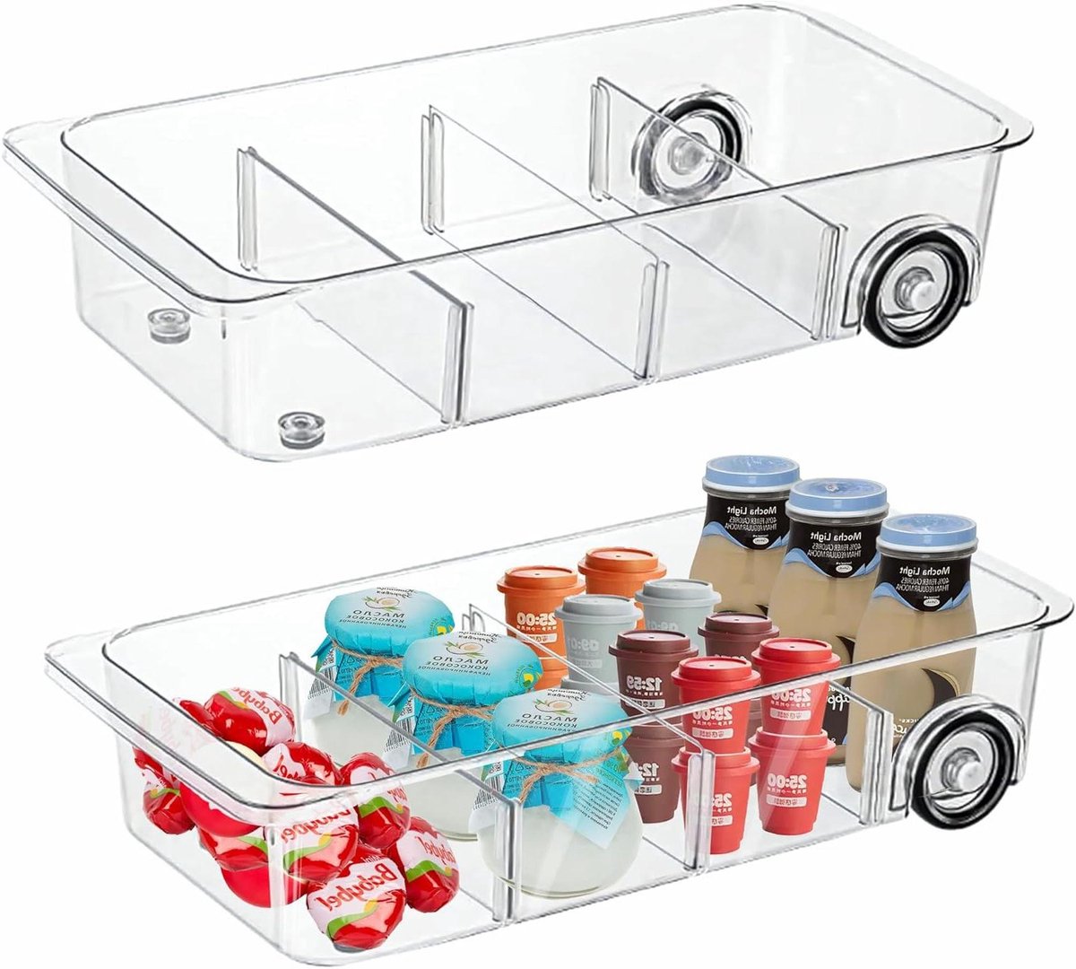 Koelkast Organizer - Laden Caddy - Houd Alles Netjes - Met Wieltjes En Handvatten - 2 Stuks 38x19x9cm - Transparant