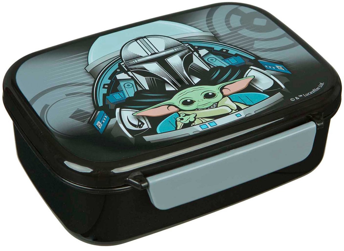 Undercover lunchbox Baby Yoda zwart kunststof met binnenvak.