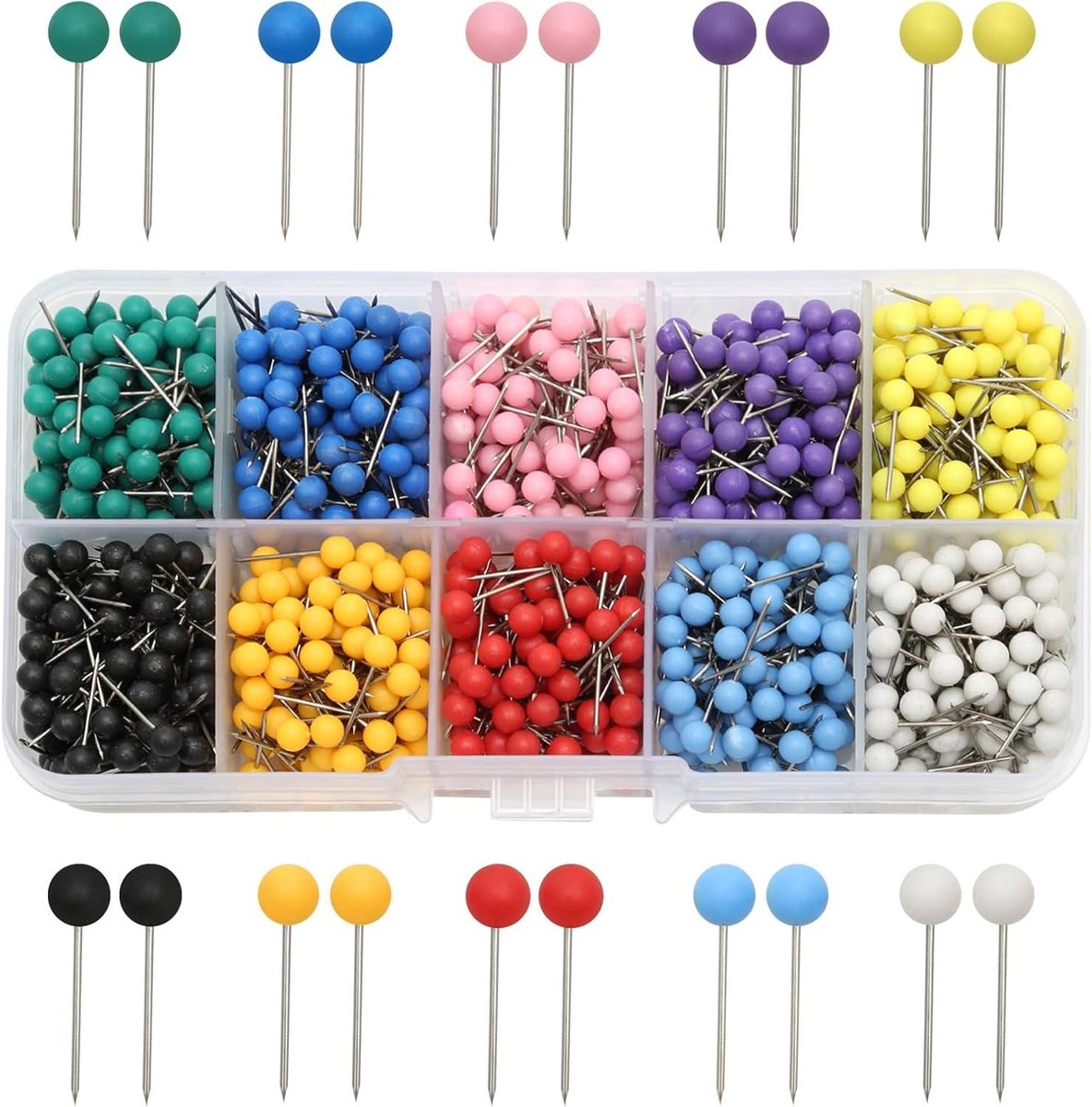 Prikkers Set - Kaartprikkers - Decoratie en Markering - 1000 Stuks - 1.5 cm Lengte - 10 Kleuren