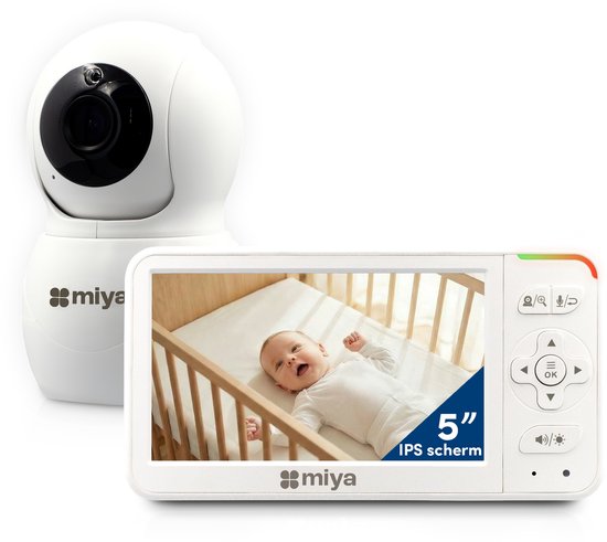 Miya M53 Babyfoon met camera - Op afstand bestuurbaar - 5 inch IPS scherm - Baby monitor