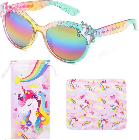 Girls' Unicorn Heart Shape UV Protection Ultraviolet Sunglasses with Case Soft Glasses for Girls Funny Party Glasses van Merkloos — afbeelding 5