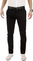 Yazubi Heren Chinobroek Dustin – Inclusief riem – Slim Fit – Katoen Stretch – Zwart – Met riem & 5-pocket