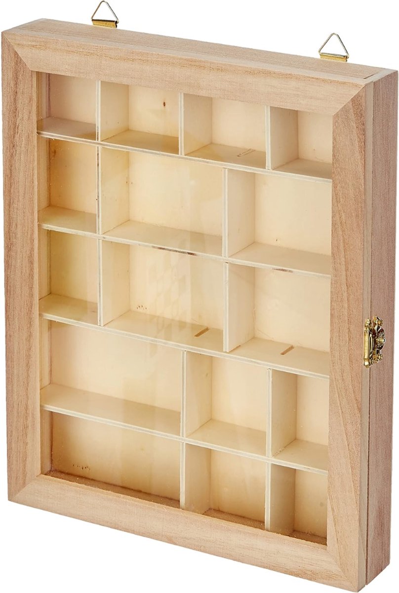 Zyrex® Vitrinekast met Glas - Vitrinekast Hangend - Vitrinekast - Beige- 4cm x 23cm x 28cm