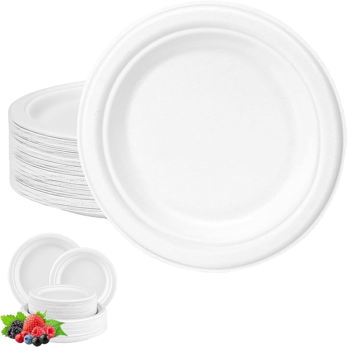 Papieren Borden - Papieren Bord - Gebaksbordjes - Bordjes - Wegwerp borden - Feest/verjaardag/BBQ borden - Dessertbordjes - Papieren Bordjes - Taartborden - Feestborden - Wit - 25 cm - 100 Stuks - van Imperatoris