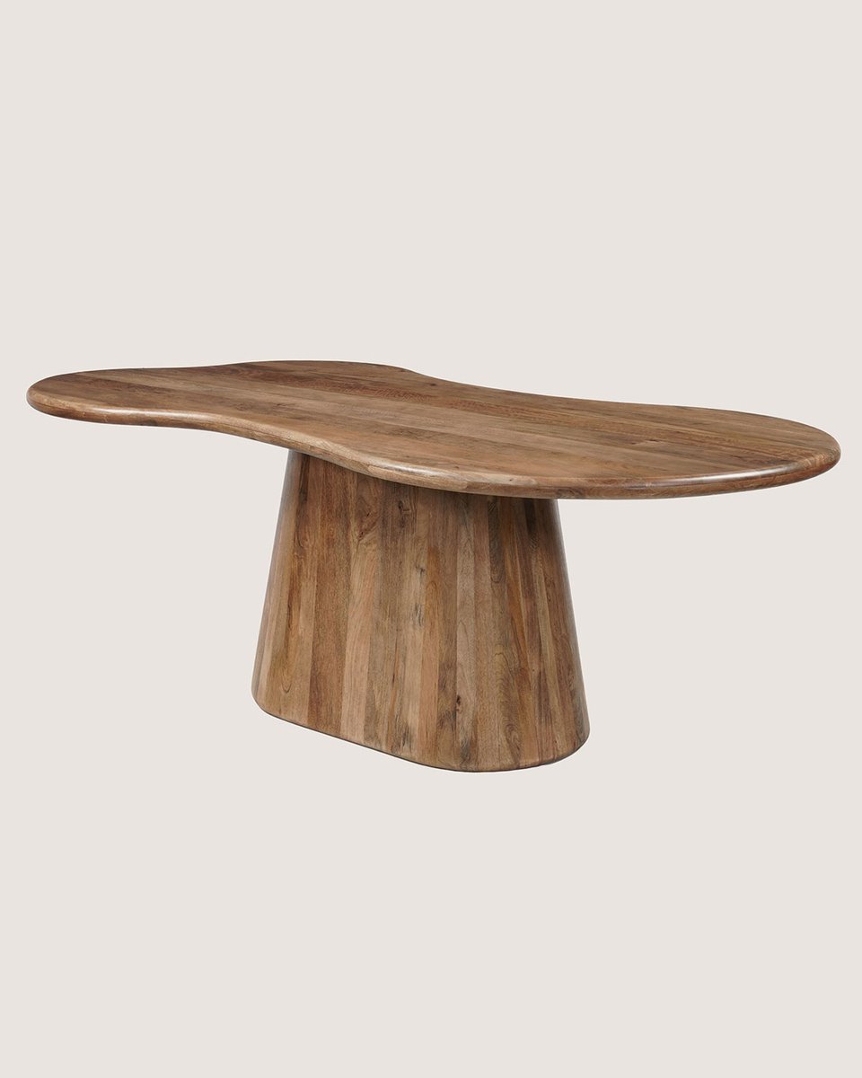 Niva Home Organische Eettafel 240 cm Mangohout – Bruin – Massief Houten Onderstel – Modern Design – 7-8 Personen
