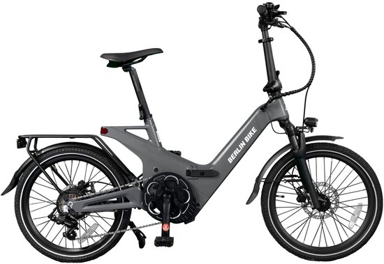 Berlin Bike 2GO Elektrische Fiets - 50 km Actieradius - 36V 10,5Ah Verwijderbare Batterij - 40 Nm Koppel - Compacte Full Suspension - Shimano 7 Versnellingen - Hydraulische Schijfremmen - Mat Grijs — afbeelding 2