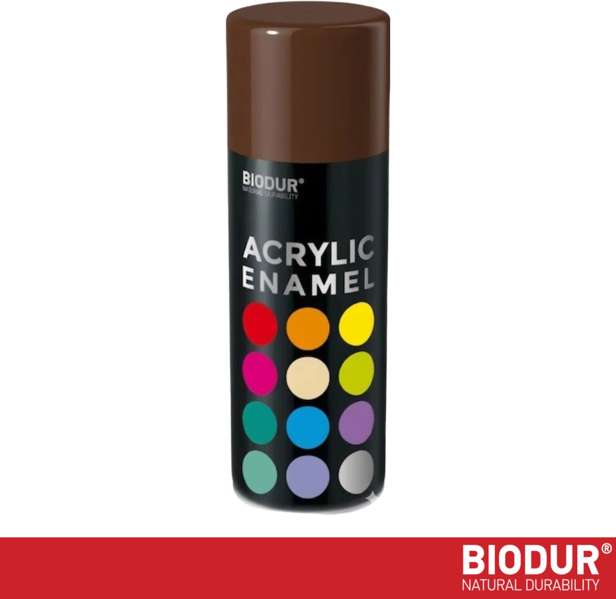 BIODUR Acrylverf - Chocoladebruin RAL 8017 – 400 ML – Spuitbus Hoogglans Lak – UV en Weerbestendig - Sneldrogende Spuitverf - Voor Binnen en Buiten