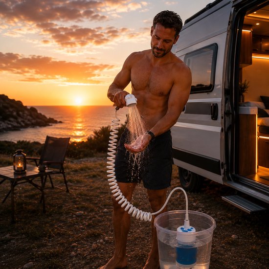 Homecrafted Camping Douche - Homecrafted Draagbare Waterpomp Kit - Buitendouche - Tuindouche - Draagbare Douche - Mobiele Douche - Met Douchekop Voor Op Reis — afbeelding 2