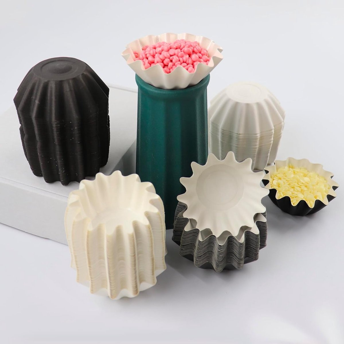 Dailygoods - TooGet 200 Stuks Wax Melt Liners Herbruikbare Wax Melt Warmer Liners Kaars Smelt Papier Cup Liner voor Waxen Melters Brand, Geurkaarsen, Kaarsenwarmers, Elektrische Waxing Warmers