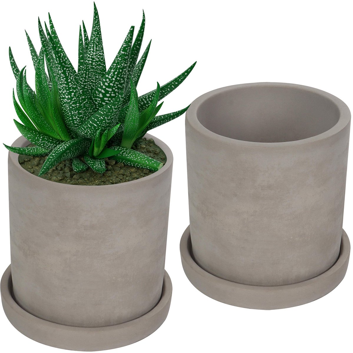 Green Harmony Grijs Cementen Vetplanten Bloem Potten - 2Pak - Verwijderbare Schotel - Ronde Drainage Gaten - Kleine Planten Bloemen Cacti & kruiden - Stijl in Huizen Kantoren & Ramen Green Harmony - Zelfwaterende pot