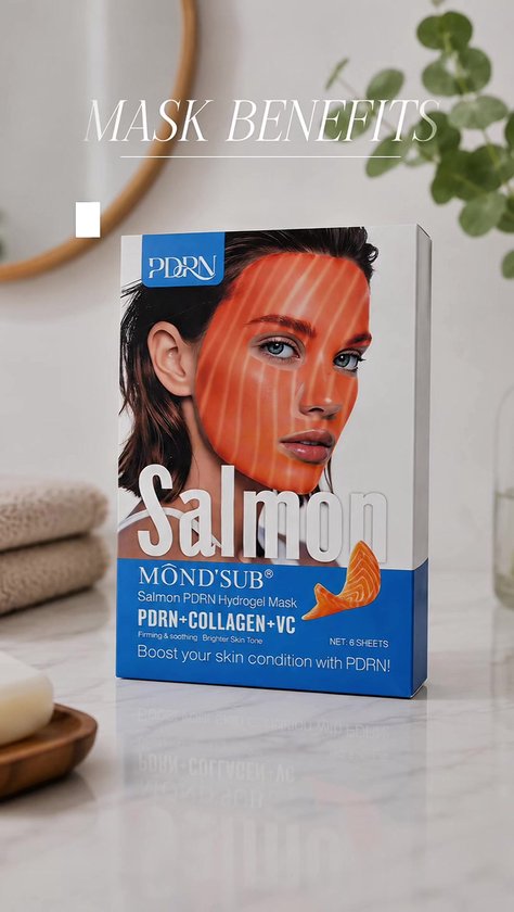 MÔND’SUB® zalm PDRN & Collageen Gezichtsmasker – voor Hydratatie, Glow & Huidherstel – Korean Skincare – 6 pack