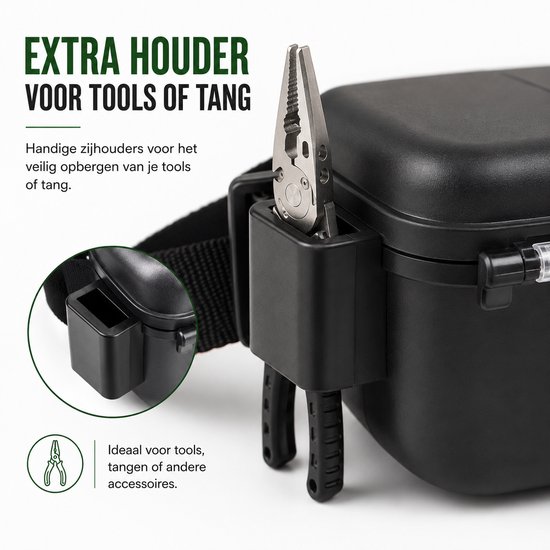 Visaas Heuptas met Opbergdoos - Fishing Tackle Box voor Vis-aas, Haken & Onderlijnen - Verstelbare Heupgordel - Viskoffer Organizer - Vaderdag Cadeau - 27 x 10 x 10 cm — afbeelding 3
