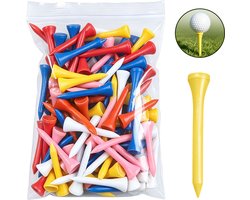 Professionele houten golftees (verpakking van 100) — Verkrijgbaar in diverse kleuren en maten — Hoge golftees — Vermindert zijspin en wrijving — Houten tee-houders — Tee-pegs