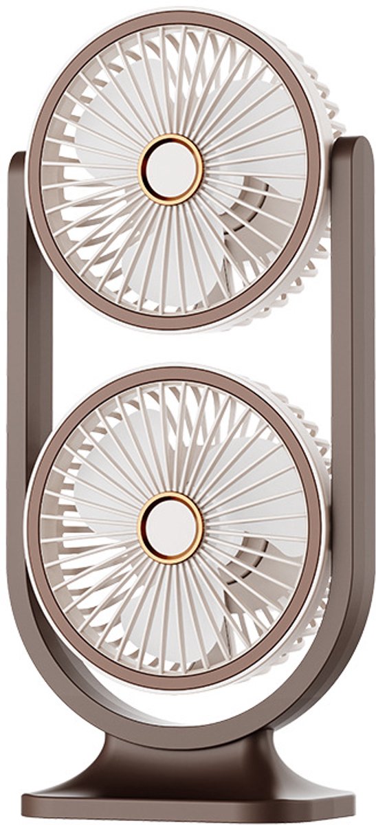 Dubbelkoppige Oplaadbare Tafelventilator - Bureauventilator - Campingventilator - Ventilator - usb Oplaadbare - voor kantoor, slaapkamer, thuiswerken - 13.8x8x29.2cm