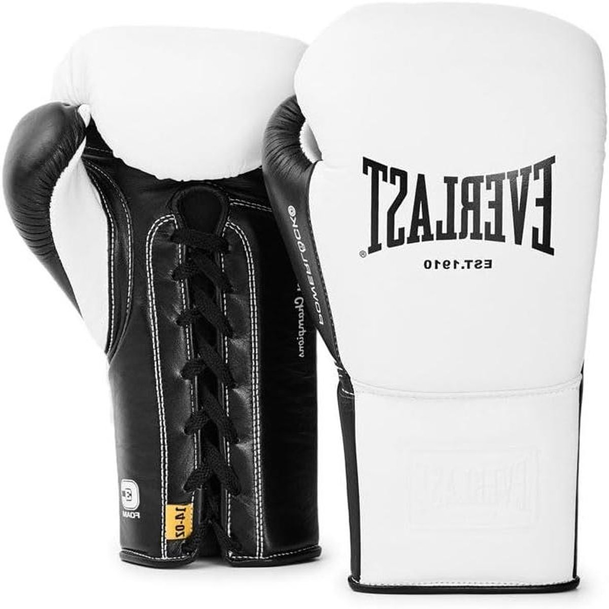 Bokshandschoenen Vetersluiting - Vechthandschoenen Kickboksen - Training en Sparren - Leer en Duurzaam - 12OZ - Wit Zwart