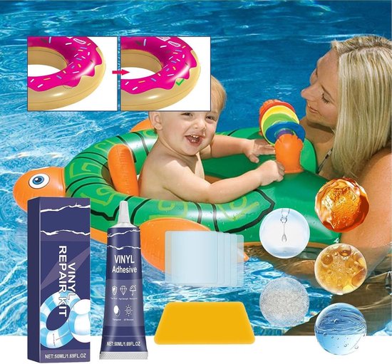 Opblaasbare reparatieset - Lekvrij gereedschap - Drijvende apparaten repareren - Zelfklevend en lekvrij - 50 ml lijm + 5 patches — afbeelding 5