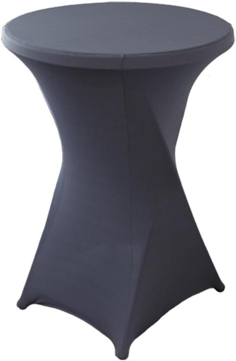 Statafelhoezen Set - Barkrukhoezen - Feestelijke Decoratie - Antislip Versterking - 60 cm Diameter - Donkergrijs