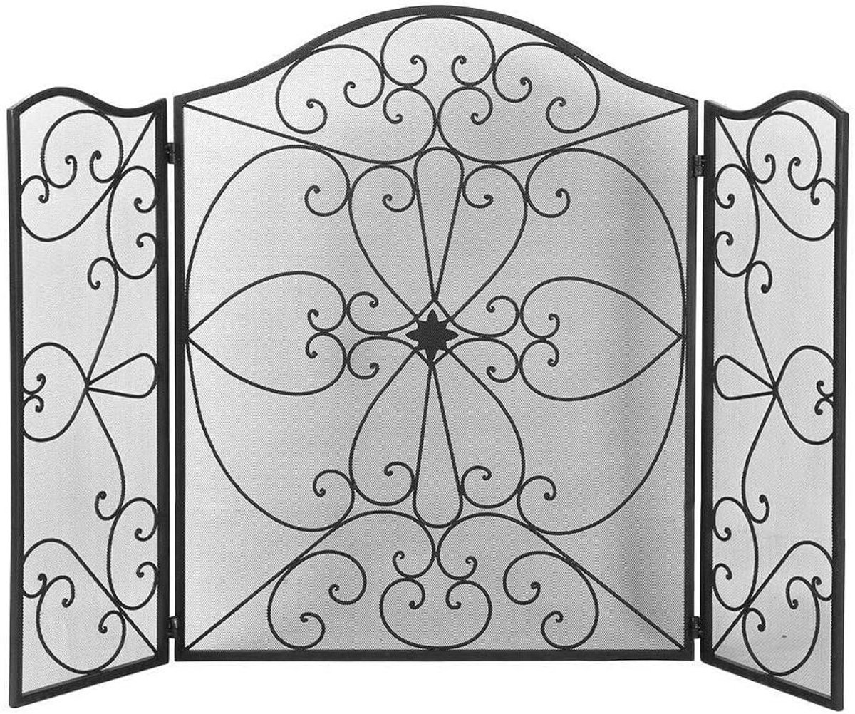 Haardscherm - Haardpaneel - Veiligheid Haard - Duurzaam IJzer - 127 x 91 cm - Zwart