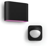 Philips Hue Dymera Wandlamp voor Buiten Up & Down (Zwart) - Wit en Gekleurd Licht - Incl. Hue Bewegingssensor voor Buiten - Hue White and Color Ambiance