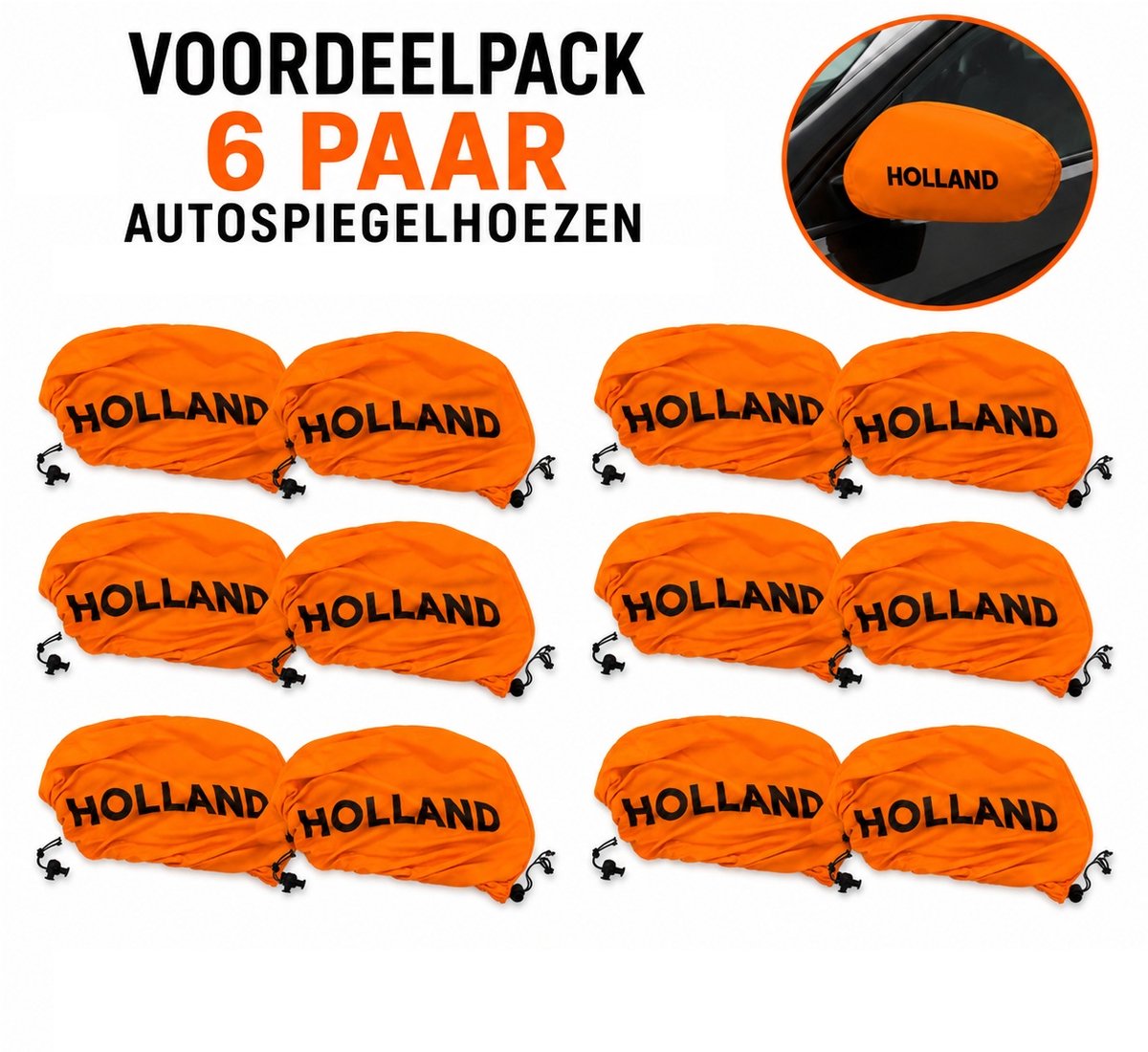 Oranje Autospiegelhoezen Nederland – Voordeelpack 6 Paar – WK 2026 Auto Supporters Accessoires – Holland Spiegelhoesjes