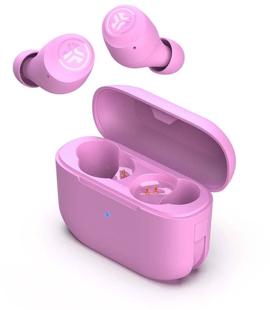 JLab Go Pop Draadloze Oordopjes - Bluetooth Oortjes Draadloos - 35 uur Batterijduur - Be Aware Audio - Met Microfoon - Geschikt voor Android en Apple - Roze