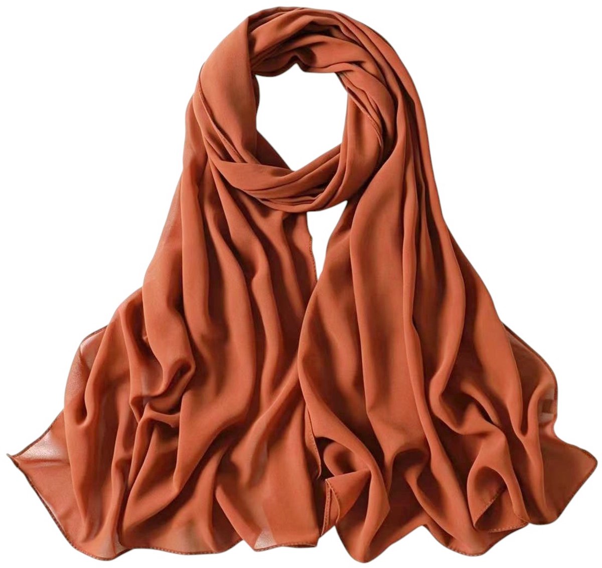 Chiffon Sjaal Bruin – 180 x 90 cm – Polyester Dames Sjaal – Lange Elegante Omslagdoek – Fashion Favorite