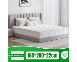 Matras 160x200 - matras 22cm dik - 7 zones - pocketvering matras - Orthopedisch - OEKO-TEX Gecertificeerd - 10 Lagen Hoogwaardige Materialen - Anti-Allergische - Tweepersoonsmatrassen - medium - Voor Kinderen en Volwassenen