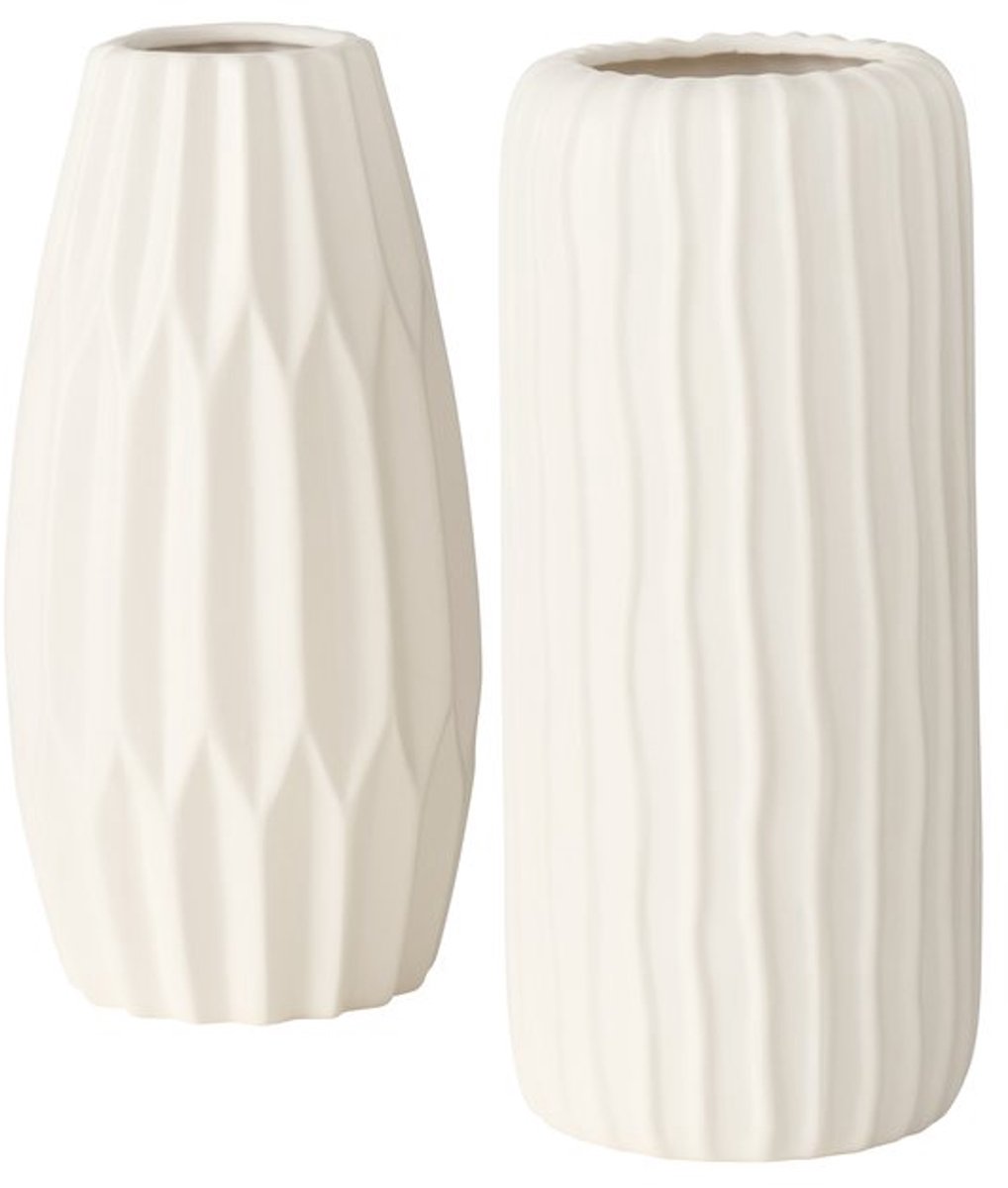 Boltze Witte vaas set van 2 stuks. Boltze aquarel vazen. 26cm hoogte