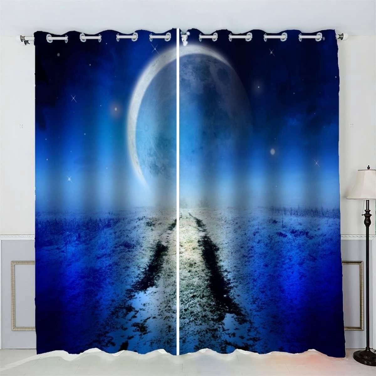 Verduisterende 3D Sterrenhemel Gordijnen voor Kinderen - Geluidsisolatie en Ondoorzichtig, Set van 2, 234 x 137 cm, Ideaal voor Woonkamer en Slaapkamer